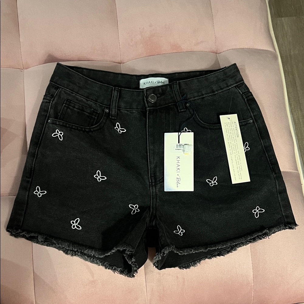 Black Embroidered Women Shorts NWT